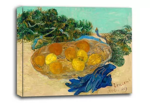 Still Life of Oranges and Lemons with Blue Gloves, Vincent van Gogh - obraz na płótnie Wymiar do wyboru: 60x40 cm - Obrazy i zdjęcia na płótnie - miniaturka - grafika 1