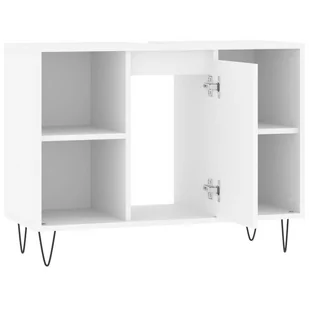 Szafka łazienkowa, biała, 80x33x60 cm, materiał drewnopochodny Lumarko! - Toaletki - miniaturka - grafika 3