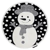 Dywany dla dzieci - Dywan dziecięcy JOY Koło Snowman bałwanek, dla dzieci - Strukturalny, dwa poziomy runa czarny / krem szary koło 140 cm - miniaturka - grafika 1