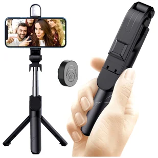 Uchwyt Alogy Bezprzewodowy Selfie Stick Bluetooth składany Tripod Mini statyw do telefonuZ lampką LED - Selfie stick - miniaturka - grafika 18