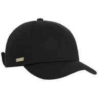 Czapki i chusty sportowe męskie - Czapka z Daszkiem Damska Uni Cotton by Seeberger, czarny, One Size - miniaturka - grafika 1