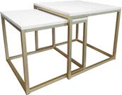 Ławy i stoliki kawowe - Stolik kawowy 2W1 biały podstawa złota - miniaturka - grafika 1