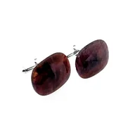 Spinki do mankietów i krawatów - Srebrne spinki do mankietów Szafir bordowy (S976) Srebro [925] - miniaturka - grafika 1