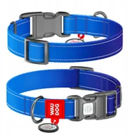 Obroże dla psów - Collar WauDog Nylon Mono Obroża nylonowa odblaskowa z QR-paszportem, plastikowy fastex, L 25mm/33-49cm niebieska - miniaturka - grafika 1