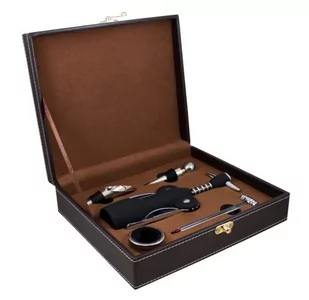 Zestaw do wina Royal Treasure w skórzanym pudełku GS029 duży prostokąt czarny - Shakery barmańskie - miniaturka - grafika 1