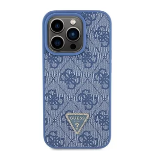Guess GUHCP15LP4TDPB iPhone 15 Pro 6.1" niebieski/blue hardcase Leather 4G Triangle Strass - Etui i futerały do telefonów - miniaturka - grafika 3