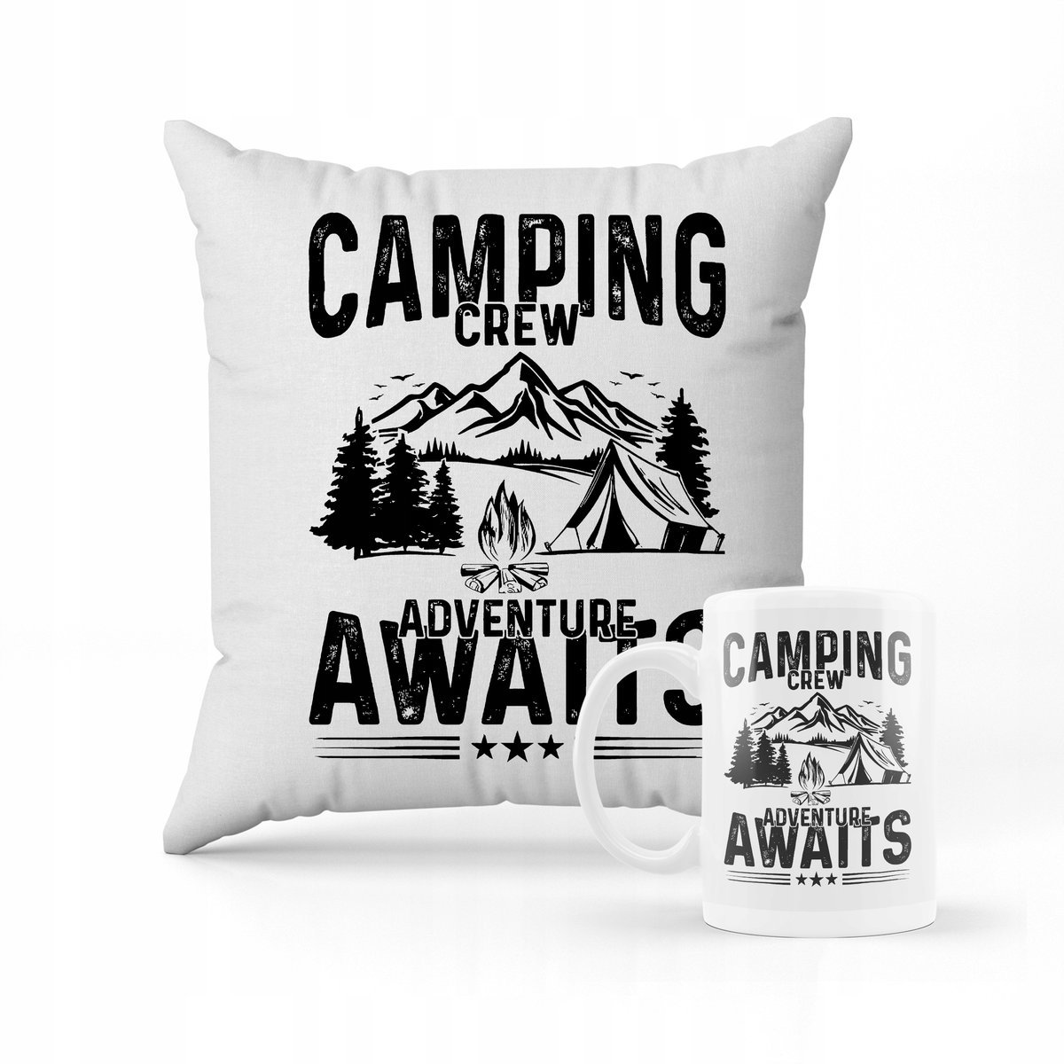 ZESTAW PODUSZKA + KUBEK Camping + IMIĘ