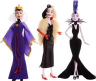 Figurki dla dzieci - Mattel Disney Antagonistki Zła Królowa, Cruella de Mon i Yzma Lalki inspirowane filmami Disneya, prezenty dla dzieci i dorosłych kolekcjonerów, HRF56 - miniaturka - grafika 1