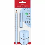 Przybory szkolne - Faber-Castell Ołówek + gumka + temperówka Jumbo Grip błękitny - miniaturka - grafika 1