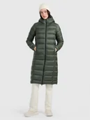 Kurtki damskie - 4F Płaszcz puchowy z wypełnieniem naturalnym damski - khaki M - miniaturka - grafika 1