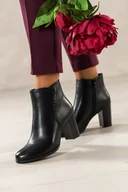 Botki damskie - Czarne botki damskie Sergio Leone obcas słupek na cholewce nity YG74984 - miniaturka - grafika 1