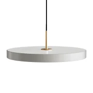 Oprawy, klosze i abażury - Wisząca lampa Asteria z płaskim, jasnoszarym kloszem i wbudowanym oświetleniem LED - miniaturka - grafika 1