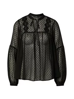 Bluzki damskie - VERO MODA Damska bluzka Vmmadeline L/S dekolt w serek Top Ga Noos, czarny, M - grafika 1