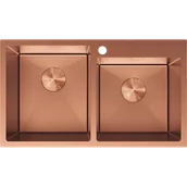 Zlewozmywaki - Mexen Xorin zlewozmywak stalowy 2-komorowy 780 x 450 mm, miedź - 6441782000-65 - miniaturka - grafika 1