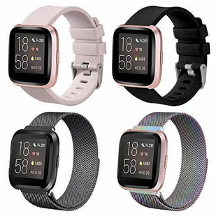 4x PASEK DO ZEGARKA Fitbit Versa 2/Versa Lite STAL SILIKON RÓŻ CZARNY L - Akcesoria do smartwatchy 4x PASEK DO ZEGARKA Fitbit Versa 2/Versa Lite STAL SILIKON RÓŻ CZARNY L - Akcesoria do smartwatchy - miniaturka - grafika 1