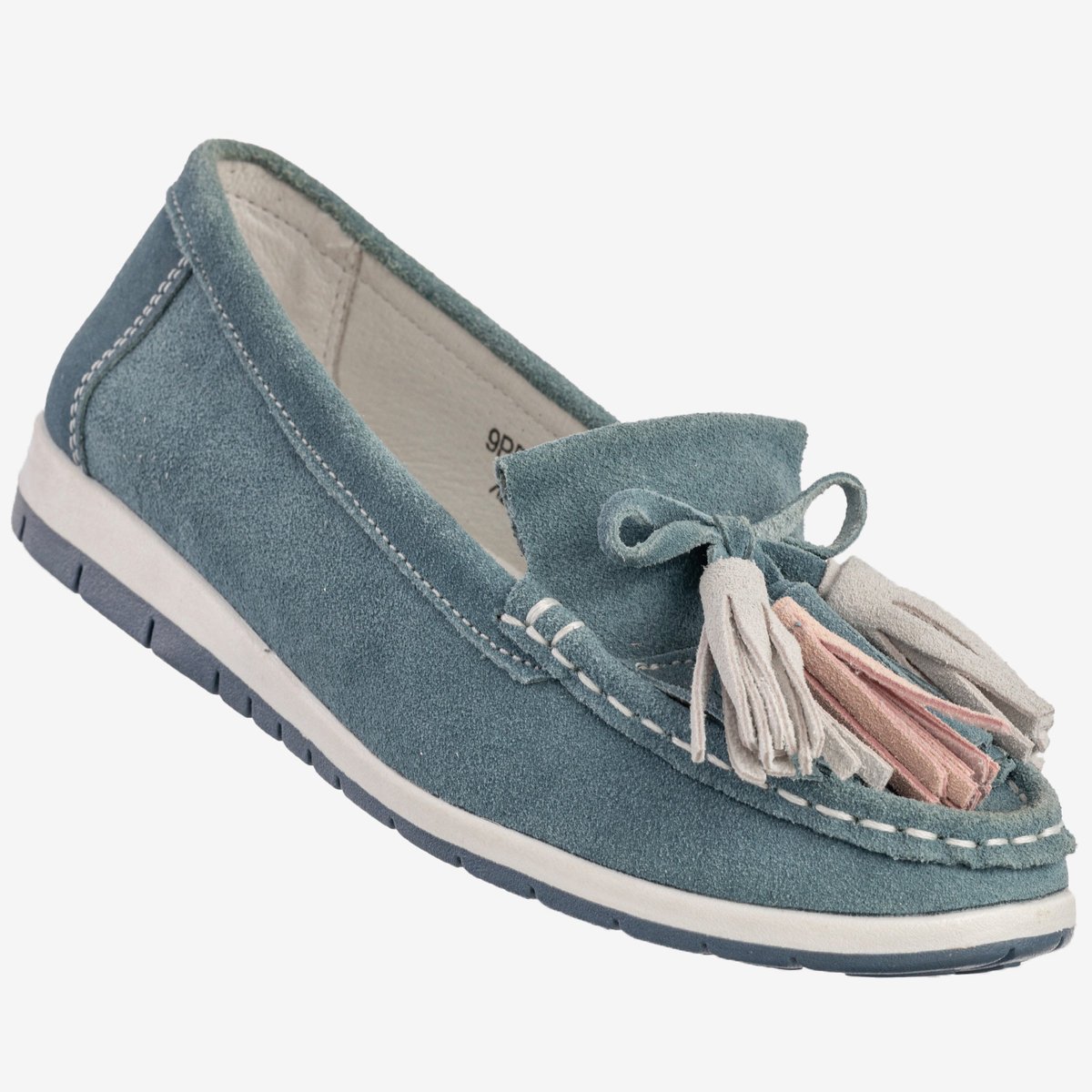 Mokasyny Damskie Skórzane Buty Półbuty Z Frędzlami Niebieskie Jezzi 9PB32-1078 Niebieski 40