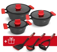 Zestawy garnków i patelni - Zestaw garnków 6 el. Obsidian Zwieger + Łopatka, Chochla i Tłuczek Obsidian GRATIS - miniaturka - grafika 1