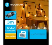 Lampy ogrodowe - Aigostar - Zewnętrzny łańcuch dekoracyjny LED 10xLED/3m IP44 ciepła biel - miniaturka - grafika 1