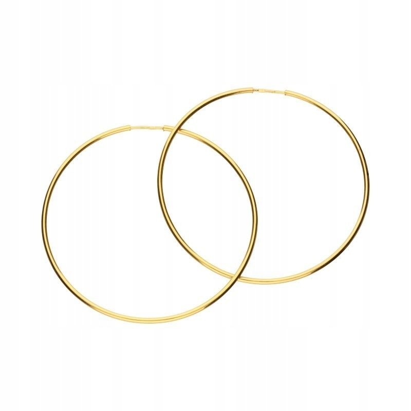 Kolczyki złote koła 585 wiszące duże o średnicy 50mm Eleganckie klasyczne