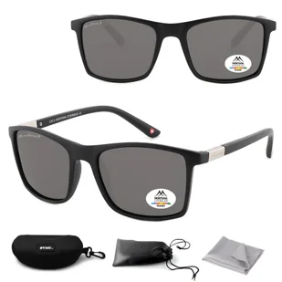 Czarne prostokątne okulary przeciwsłoneczne z polaryzacją MP5 - Okulary przeciwsłoneczne - miniaturka - grafika 1