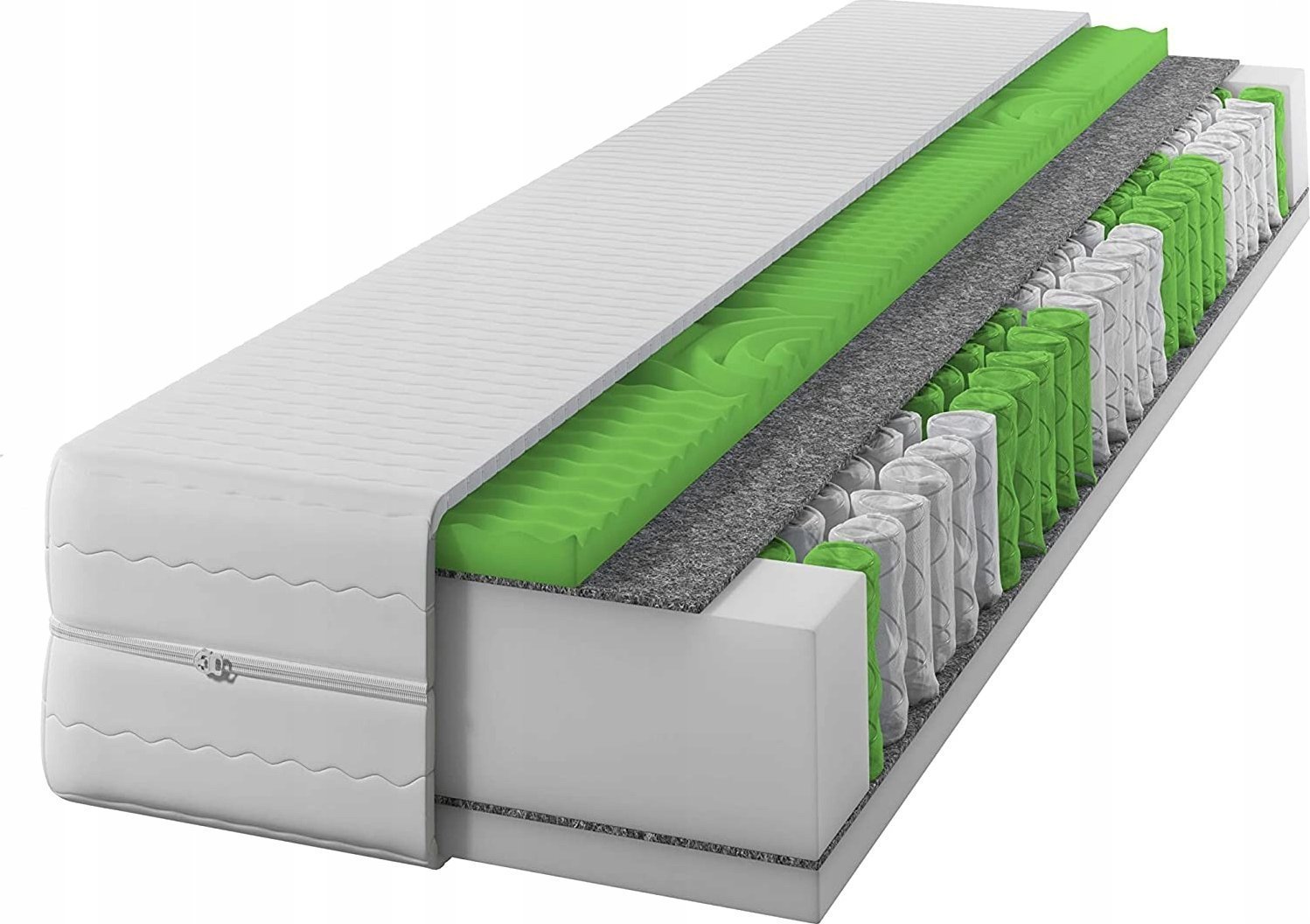 Materac sprężynowy 100x200Pianka masująca Dwustronny H3| 7 stref Rdzeń ze sprężyn kieszeniowych Pokrowiec pikowany