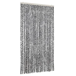 vidaXL Szenilowa zasłona muchowa szara, czarna i biała 100x220 cm - Zasłony - miniaturka - grafika 1