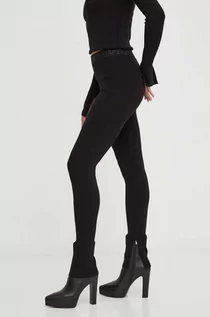Spodnie damskie - Patrizia Pepe spodnie dresowe kolor czarny gładkie - grafika 1