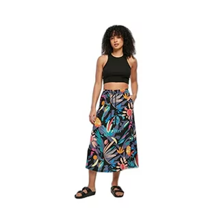 Spódnice - Urban Classics Damska spódnica Viscose Midi Skirt, długa spódnica z wiskozy dla kobiet, dostępna w wielu kolorach, rozmiary XS - 5XL, Blackfruity, S - grafika 1