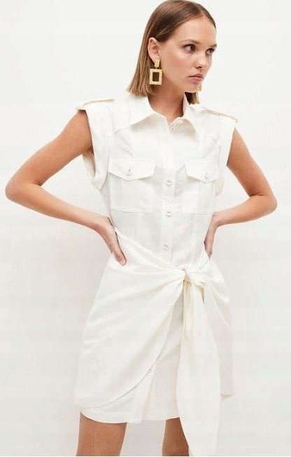 KAREN MILLEN SUKIENKA KREMOWA MINI Z LNEM 34 Y1V