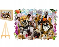 Puzzle - PUZZLE DREWNIANE DUŻE 300 ELEMENTÓW ZABAWNE PSY W DREWNIANYM PUDEŁKU - miniaturka - grafika 1
