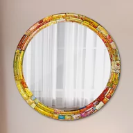 Lustra - Lustro z nadrukiem okrągłe Kolorowy witraż - miniaturka - grafika 1