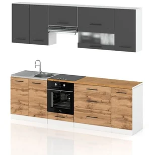 Meble Kuchenne Kuchnia Marocco 2.6m Nowoczesna Zestaw Szary Dąb Wotan - Meble kuchenne - miniaturka - grafika 1