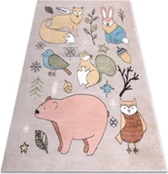 Dywany dla dzieci - Dywan FUN Forester dla dzieci, zwierzęta, las beż wielokolorowy 280x370 cm - miniaturka - grafika 1