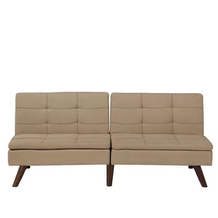 Beliani Rozkładana sofa tapicerowana jasnobrązowa RONNE - Sofy i kanapy - miniaturka - grafika 1