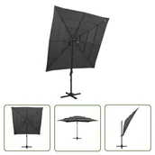 Parasole ogrodowe - The Living Store 4-poziomowy parasol na aluminiowym słupku - antracyt - 250x250 cm - Parasol Ogrodowy - miniaturka - grafika 1