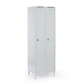 Szafki biurowe - Metalowa szafka ubraniowa na nogach, 2-drzwiowa, 1920 x 600 x 500 mm, zamek obrotowy, drzwi szare - miniaturka - grafika 1