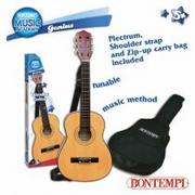 Instrumenty smyczkowe - Bontempi Bontempi 21 7521 klasyczna drewniana gitara z 6 strunami, możliwość strojenia, brązowa 21 7521 - miniaturka - grafika 1