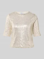 Koszulki i topy damskie - T-shirt o kroju shaped fit z cekinowym obszyciem model ‘JACK’ - miniaturka - grafika 1