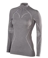 Koszulki i topy damskie - FALKE Damska koszulka z długim rękawem Wool Tech. Zip W L/S Sh szary szary (Grey-Heather 3757) L - miniaturka - grafika 1