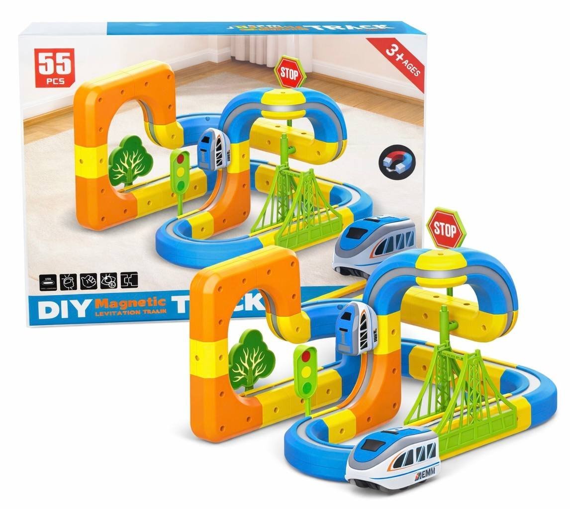 Magnetyczny Tor Kolejowy DIY 55 elementów