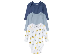 lupilu® Body niemowlęce, 3 szt. (50/56, Biały/ niebieski/jasnoniebieski) - Body dla niemowląt - miniaturka - grafika 1