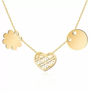 Murrano Złoty Naszyjnik Celebrytka 585 Sensual Trio Ażur Grawer - Naszyjniki - miniaturka - grafika 1