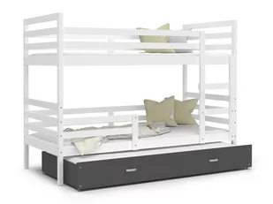 Łóżko piętrowe 200x90 białe szare JACEK 3-osobowe - Łóżka dla dzieci i młodzieży - miniaturka - grafika 1