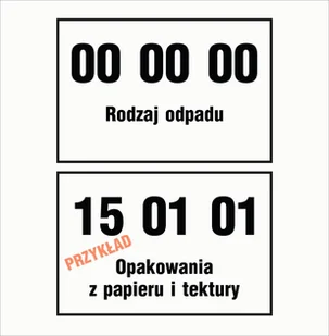 Naklejka, etykieta KOD ODPADU / RODZAJ ODPADU format 15x25cm - Akcesoria BHP - miniaturka - grafika 1