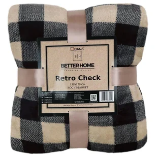 Koc RETRO Check KRATA 130x170 cm Beż Czarny - Koce - miniaturka - grafika 1