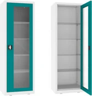 Meble i wyposażenie gabinetów medycznych - NSML.101.9010.5018 szafa lekarska 1-skrzydłowa 1-komorowa biało-turkusowa - miniaturka - grafika 1