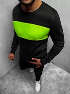 Bluzy męskie - BLUZA MĘSKA CZARNO-ZIELONA OZONEE JS/2020/31Z - Ozonee - miniaturka - grafika 1