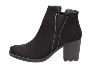 Daszyński M Czarne botki damskie M 1916-3 ZAMSZ - M - Botki damskie - miniaturka - grafika 1