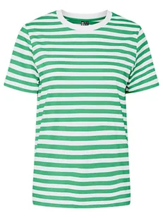 Pieces Koszulka w kolorze zielono-białym - Koszulki i topy damskie - miniaturka - grafika 1
