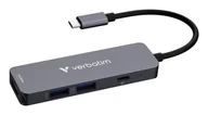 Huby USB - Verbatim 32155 huby i koncentratory USB 3.2 Gen 1 (3.1 Gen 1) Type-C 5000 Mbit/s Szary - miniaturka - grafika 1